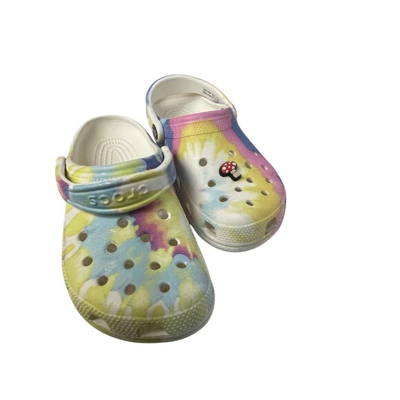 Crocs Clogs With Strap Mushroom Charm Tie Dye size 4 unisex Kids - Picture 5 of 9